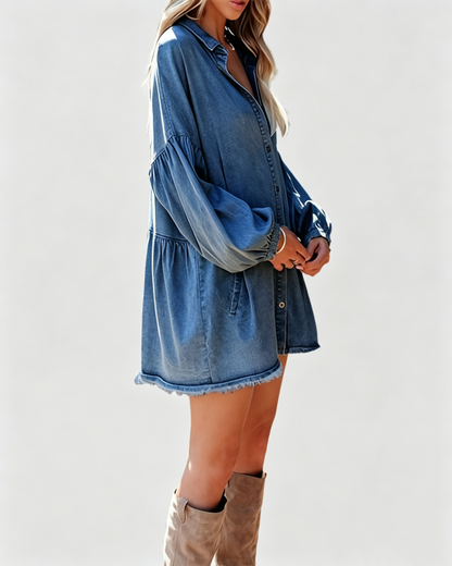 Oversized Distressed Denim Skirt