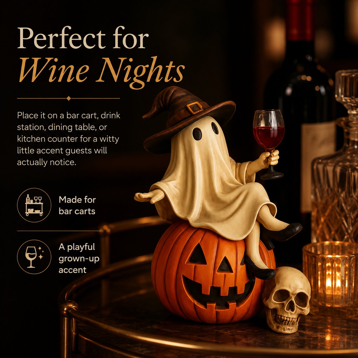 Ghost Wine Night Halloween Decor