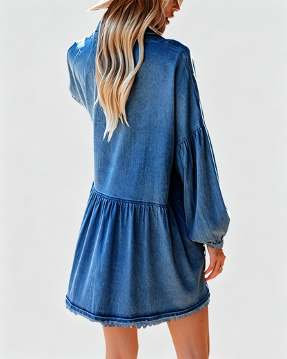 Oversized Distressed Denim Skirt