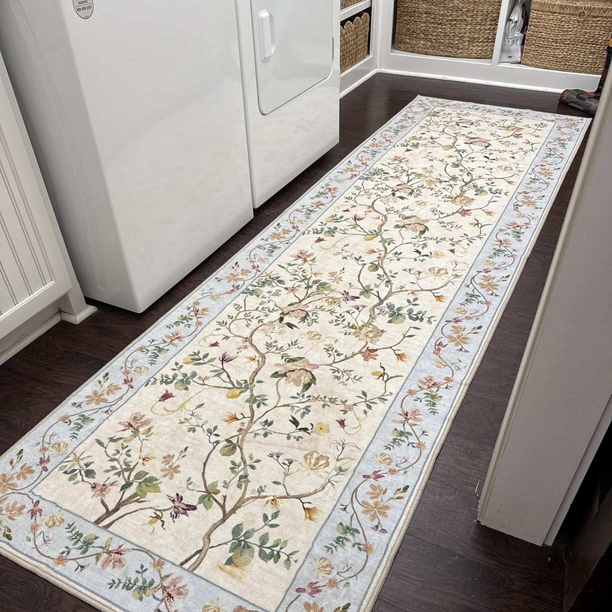 American Country Floral Washable Runner Rug
