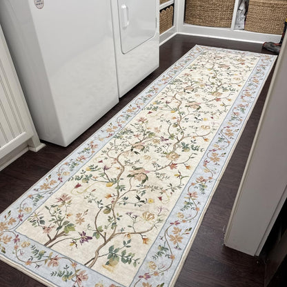 American Country Floral Washable Runner Rug