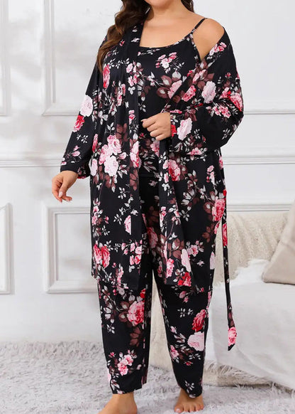 Comfy 3-Piece Pajama Set – Robe, Camisole & Long Pants