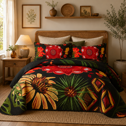 Boho Floral Quilt Set – Cozy All-Season Bedding
