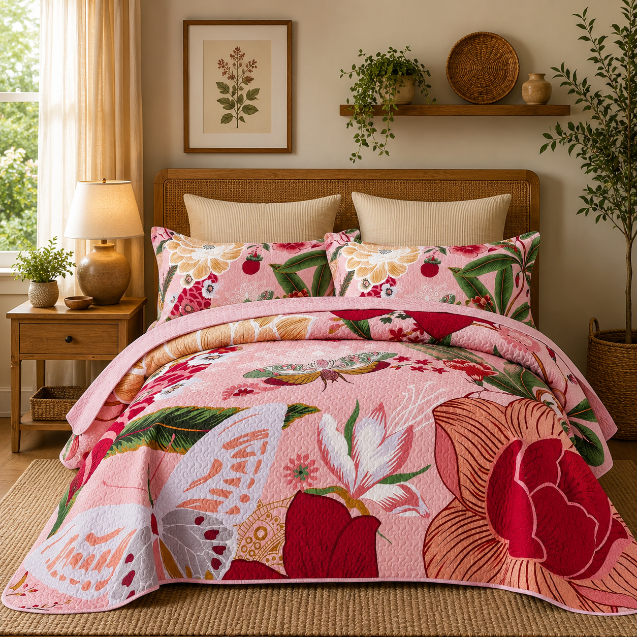Boho Floral Quilt Set – Cozy All-Season Bedding