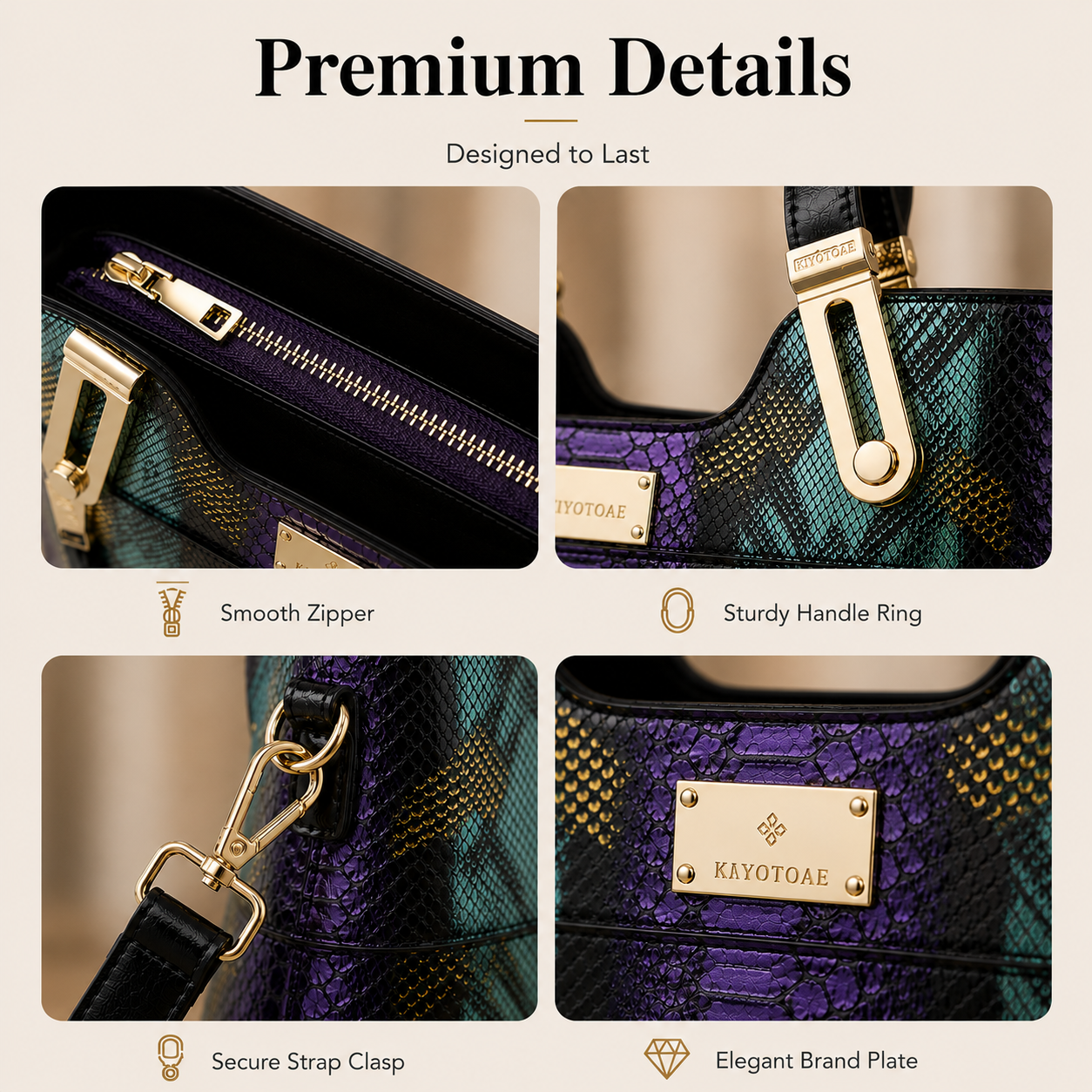 Elegant Snakeskin PU Leather Tote Bag – Large Capacity Shoulder Handbag for Work, Travel & Everyday Use