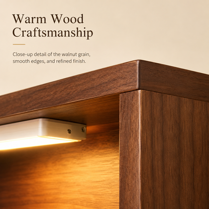 Lighted Wooden Corner Display Shelves