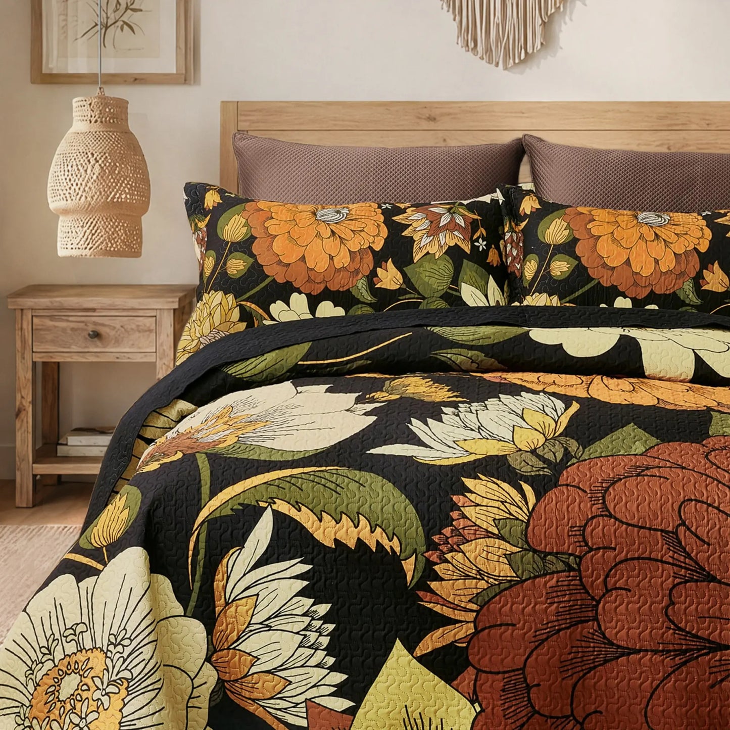 Boho Floral Quilt Set – Cozy All-Season Bedding