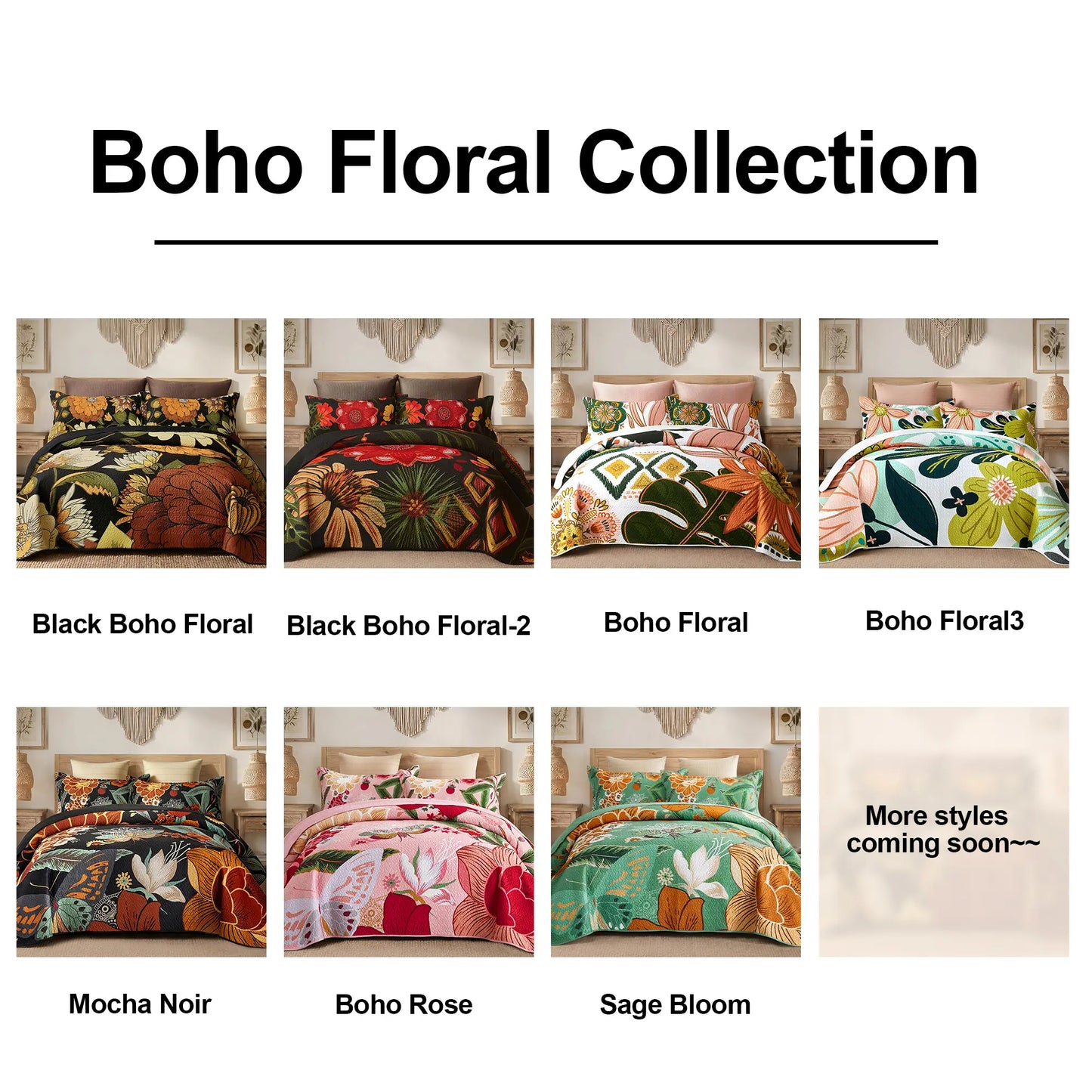 Boho Floral Quilt Set – Cozy All-Season Bedding