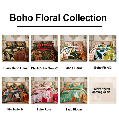 Boho Floral Quilt Set – Cozy All-Season Bedding