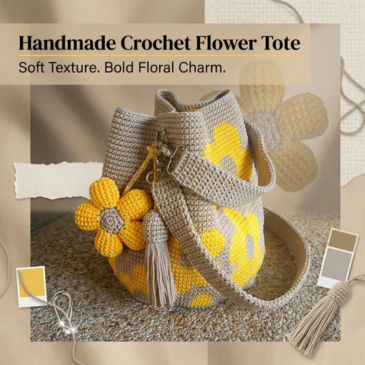 Handmade Crochet Flower Tote