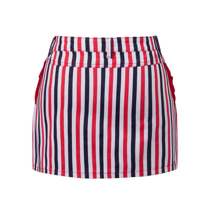 Retro Patriotic Style Women's Red White Blue Striped Mini Skirt