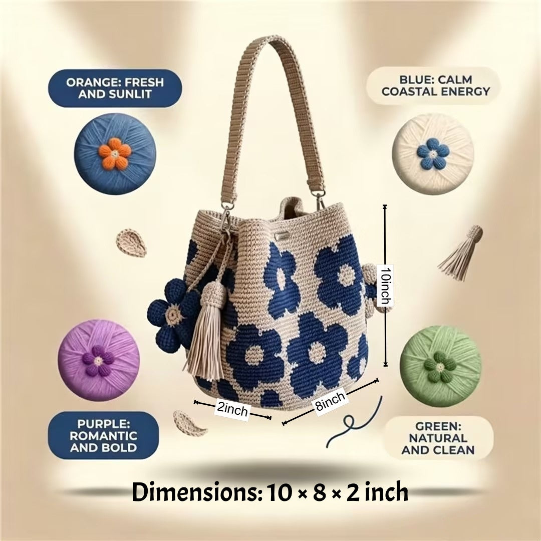 Handmade Crochet Flower Tote