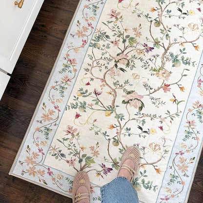 American Country Floral Washable Runner Rug