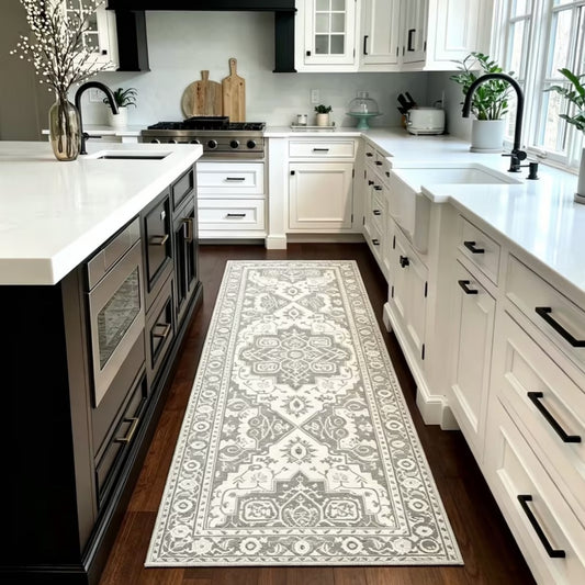 Vintage Kitchen Runner Rug - Non-Slip & Machine Washable