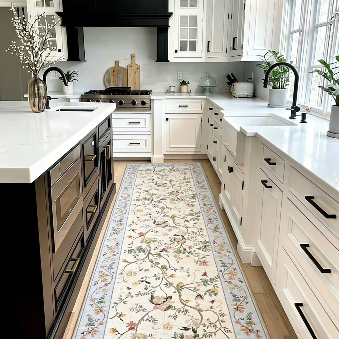 American Country Floral Washable Runner Rug