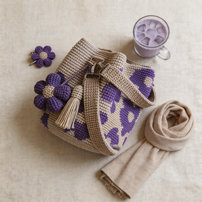 Handmade Crochet Flower Tote