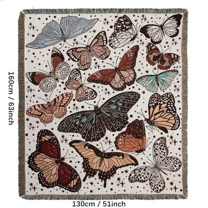 Butterfly Pattern Tassel Throw Blanket