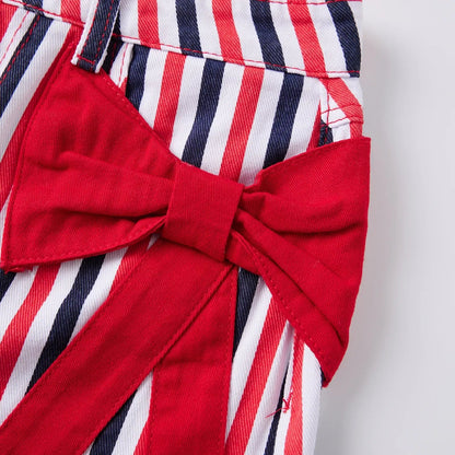 Retro Patriotic Style Women's Red White Blue Striped Mini Skirt