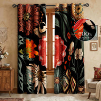 Black Boho Floral Print