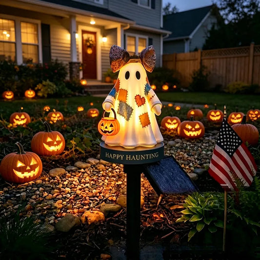 Vintage Patchwork Ghost Solar Garden Light