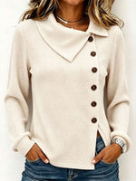 Chic Asymmetric-neck Waffle-knit Top