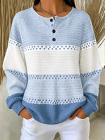 Casual Color-block Sweatshirt With Polka Dots And Stripes