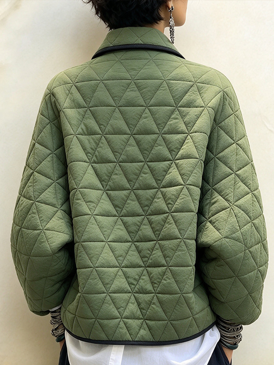 Casual Geometric-quilted Cotton Jacket