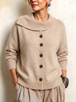 Oversized Single-breasted Knit Cardigan With An Asymmetric Lapel