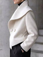 Women's Solid Color Asymmetric Neck Long-sleeve Loose Casual Jacket