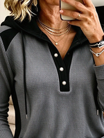 Casual Waffle Grey Hooded Sweatshirt