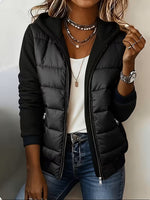 Casual Paneled Hooded Quilted Padded Jacket