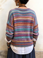 Artisan Striped Layered-Look Knit Pullover
