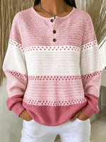 Casual Color-block Sweatshirt With Polka Dots And Stripes
