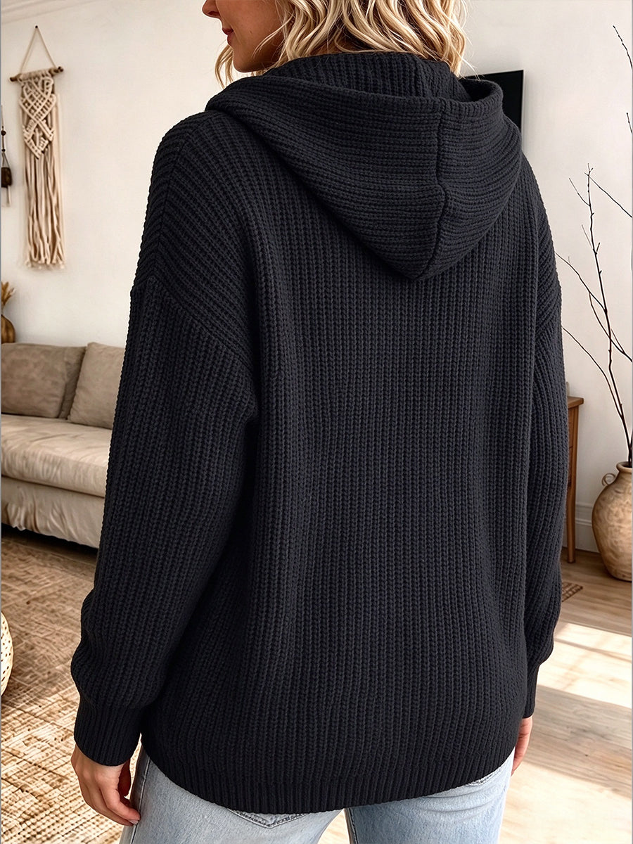 Cozy Wrap-Front Toggle Knit Pullover