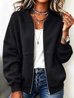 Casual Zip-up Cotton Sweatshirt Jacket
