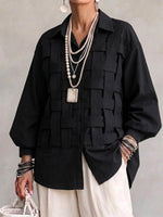 Woven Texture Lapel Long Sleeve Shirt