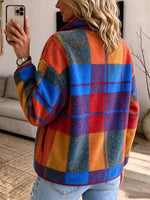 Vibrant Plaid Sherpa Full-Zip Jacket