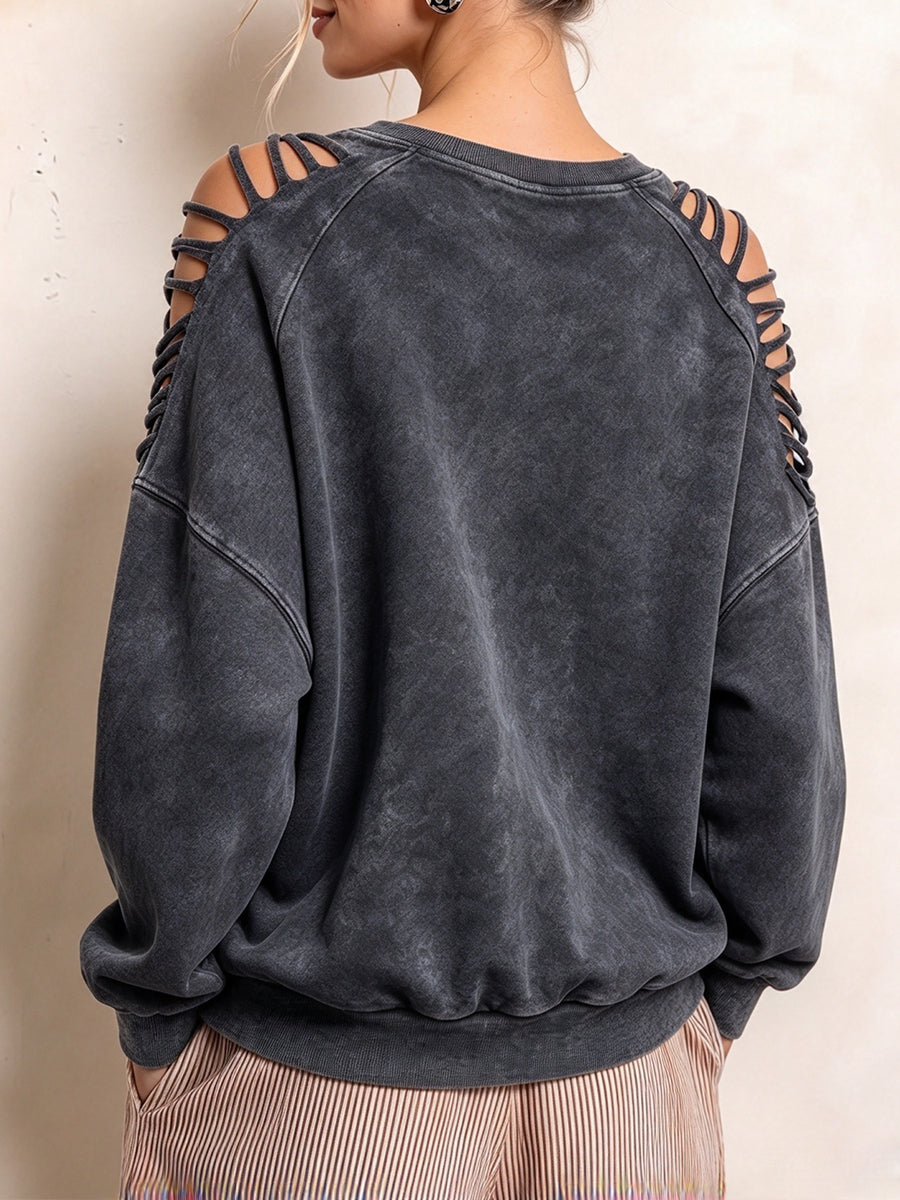 Edge Cutout Mineral-Wash Sweatshirt