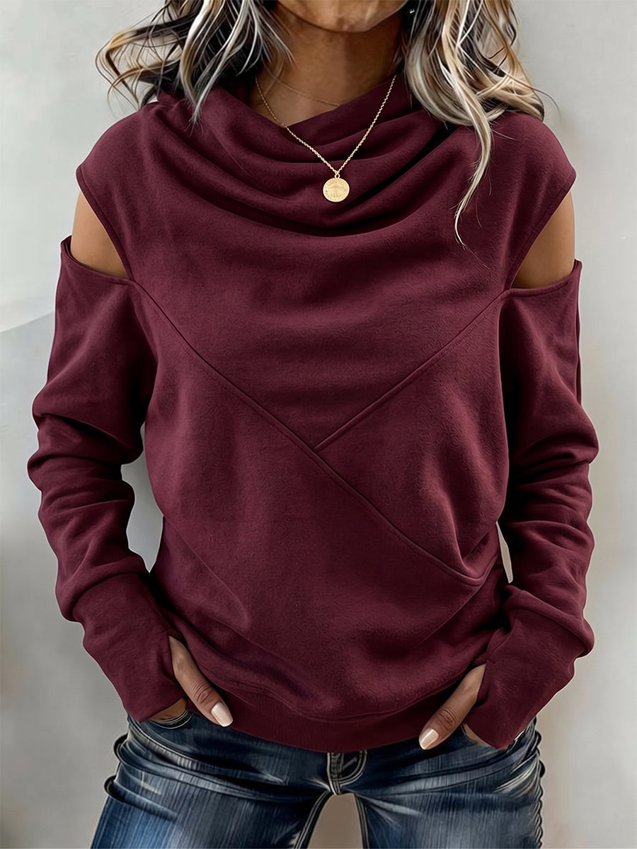 Chic Cold-Shoulder Cowl Neck Top