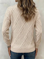 Crew-neck Diamond Cable-knit Sweater