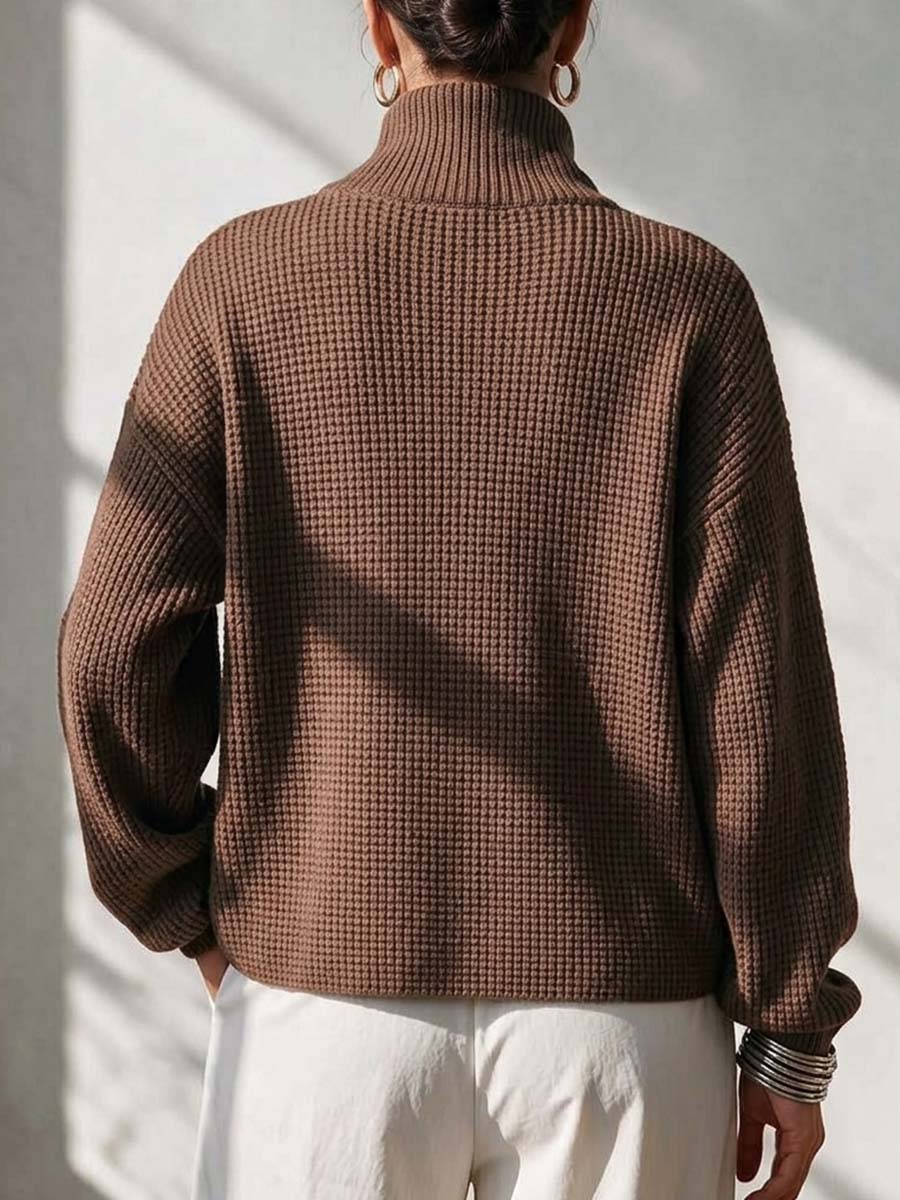 Women's Asymmetrical Button-up Chunky Knit Sweater