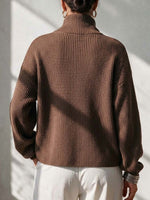Women's Asymmetrical Button-up Chunky Knit Sweater
