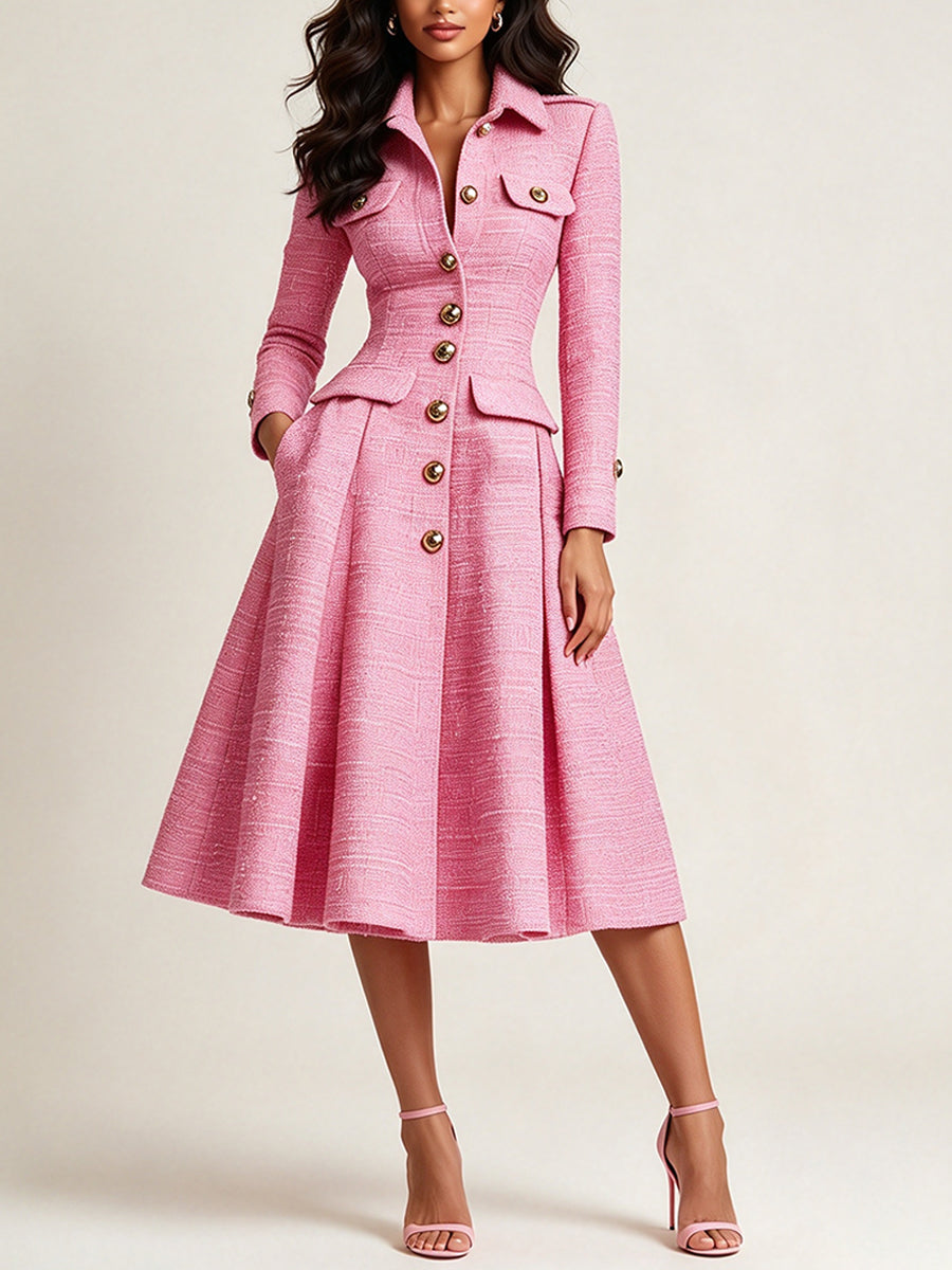 Elegant Tweed Midi Dress