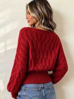 Cozy Wrap V-neck Red Bow Sweater