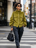 Chic Urban Casual Olive Green Statement Jacket