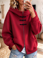 Cozy High Quality Full-Zip Frog-Button Hoodie Jacket