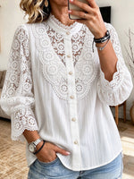 Elegant Lace-paneled Cotton-blend Shirt