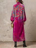 Vintage-style Paisley Print Velvet Maxi Skirt