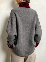 Vintage-style Patchwork Jacket In Burgundy Velvet And Herringbone Wool Blend