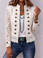 Chic Lace Military-Style Open Jacket